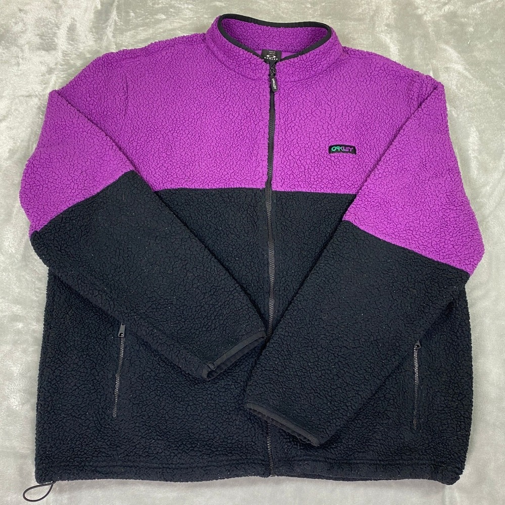 Oakley Gradient B1B Patch FZ Fleece Mens XL Purple Black Sherpa Full Zip Jacket
